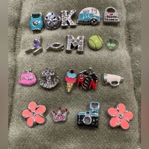 Origami Owl Charm Lot 20 – Fitness, Travel, Camera, RN, Flowers, Cheer, SoftBall